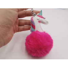 Fluffy Fuzzy Animal Unicorn Pom Pom Keychain for Bag Charm